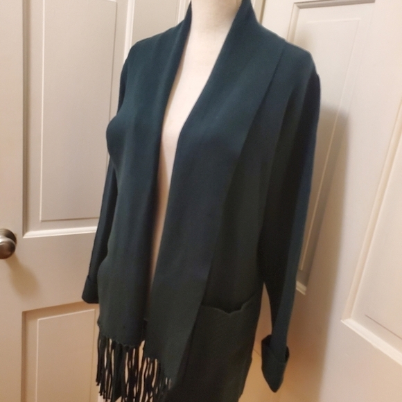 Magaschoni Pine Green Open Front Cardigan size Large, classic, casual - Picture 3 of 10